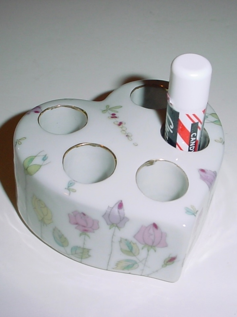 Lot 2 Vintage Lipstick Holders - 1 Porcelain for Vanity, 1 Beaded for Purse